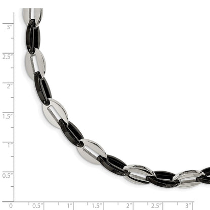 Edelstahl Chisel Poliert Schwarz Ip-beschichtet Oval Glieder Gliederarmband