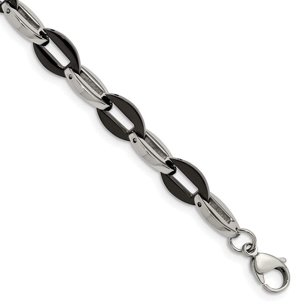 Edelstahl Chisel Poliert Schwarz Ip-beschichtet Oval Glieder Gliederarmband