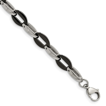 Edelstahl Chisel Poliert Schwarz Ip-beschichtet Oval Glieder Gliederarmband