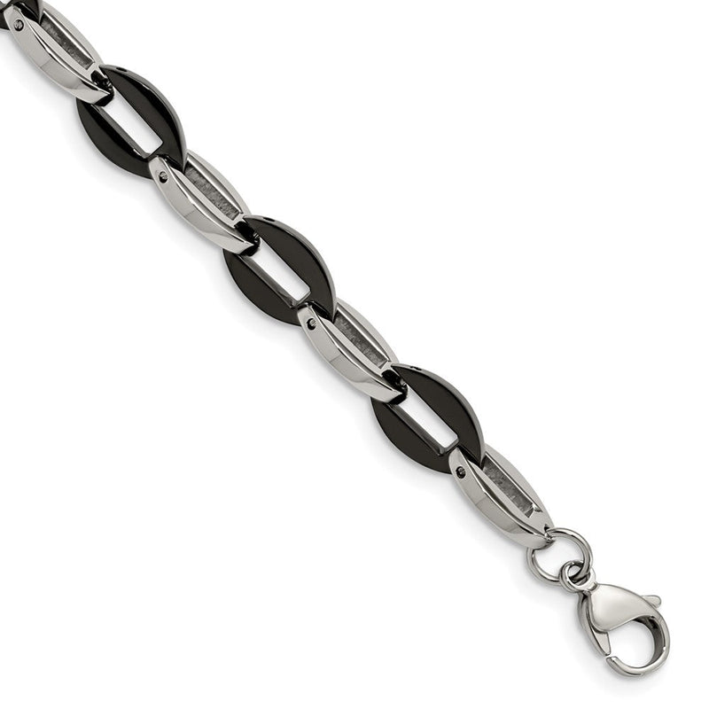 Edelstahl Chisel Poliert Schwarz Ip-beschichtet Oval Glieder Gliederarmband
