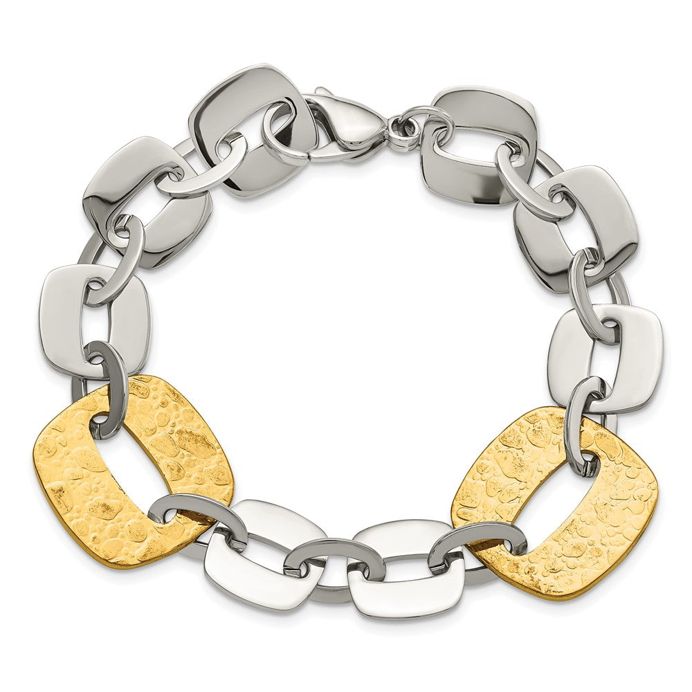 8 Zoll Edelstahl Gelb Ip-beschichtet Strukturiert Quadratisch Glieder Armband