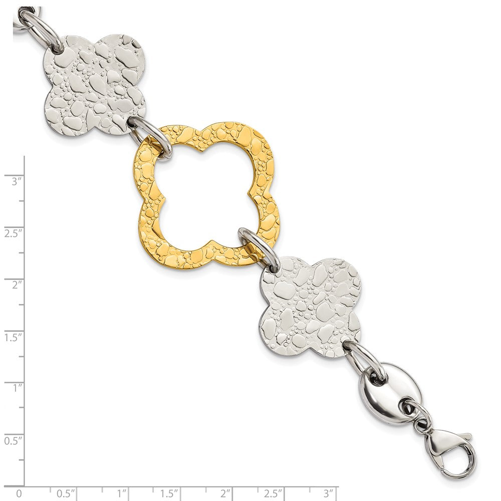 8 Zoll Edelstahl Gelb Ip-beschichtet Poliert & Strukturiert Fantasieglieder Armband