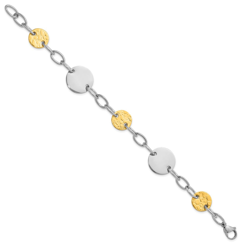 9 Zoll Edelstahl Gelb Ip-beschichtet Strukturiert Kreis Glieder Armband