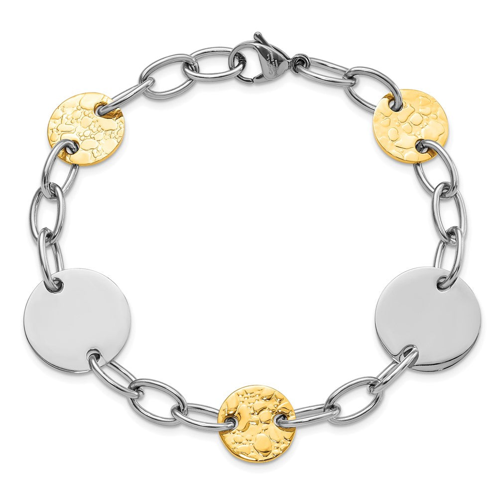 9 Zoll Edelstahl Gelb Ip-beschichtet Strukturiert Kreis Glieder Armband