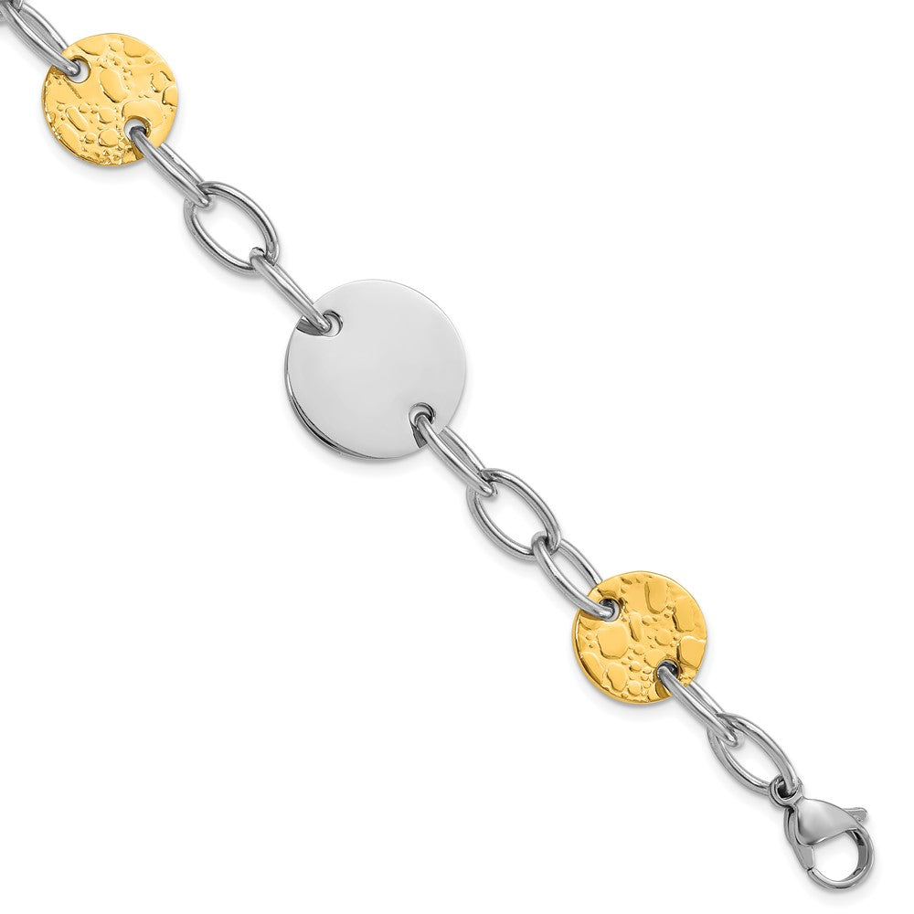 9 Zoll Edelstahl Gelb Ip-beschichtet Strukturiert Kreis Glieder Armband