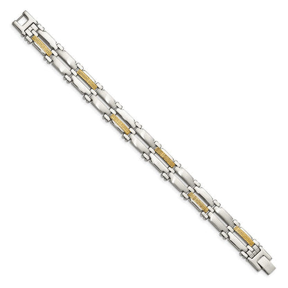 Edelstahl Chisel mit 14K Gold Akzente Gebürstet und Poliert 8.5 Zoll Glieder Armband