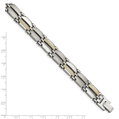 Edelstahl Chisel mit 14K Gold Akzente Gebürstet und Poliert 8.5 Zoll Glieder Armband