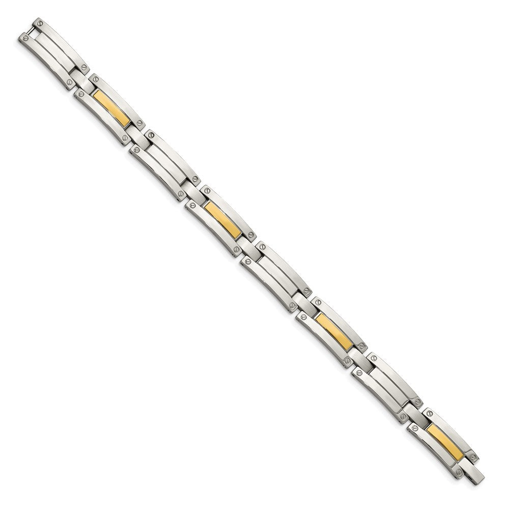 Edelstahl Chisel mit 14K Gold Akzente Poliert 8.5 Zoll Glieder Armband