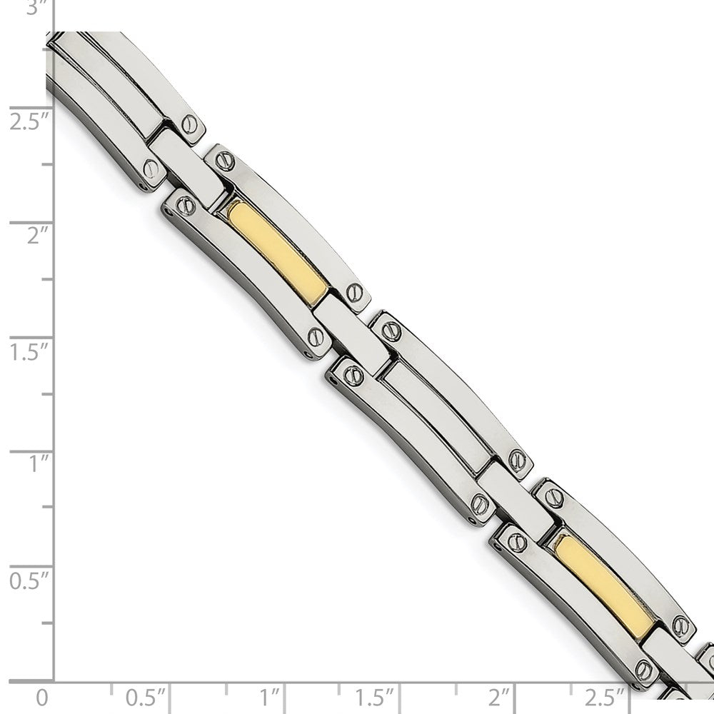 Edelstahl Chisel mit 14K Gold Akzente Poliert 8.5 Zoll Glieder Armband
