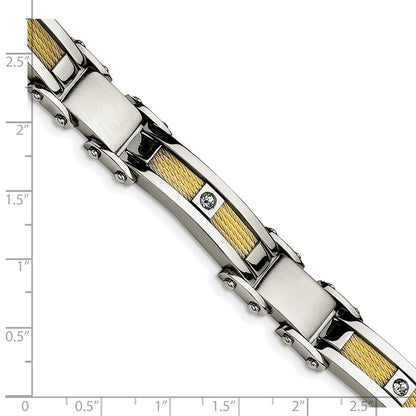 Edelstahl Chisel Poliert Gelb Ip-beschichtet Ankerkette mit Zirkonia 8.5 Zoll Glieder Armband