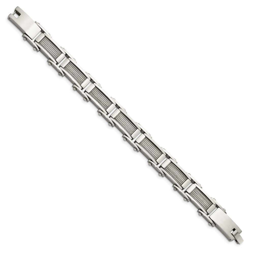 Edelstahl Chisel Gebürstet und Poliert mit Ankerkette Einlage 8.5 Zoll Glieder Armband