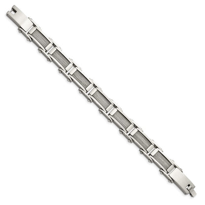 Edelstahl Chisel Gebürstet und Poliert mit Ankerkette Einlage 8.5 Zoll Glieder Armband