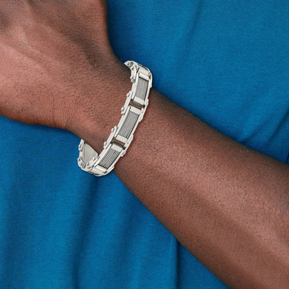 Edelstahl Chisel Gebürstet und Poliert mit Ankerkette Einlage 8.5 Zoll Glieder Armband