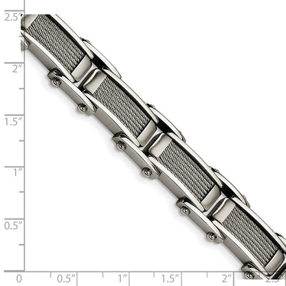 Edelstahl Chisel Gebürstet und Poliert mit Ankerkette Einlage 8.5 Zoll Glieder Armband
