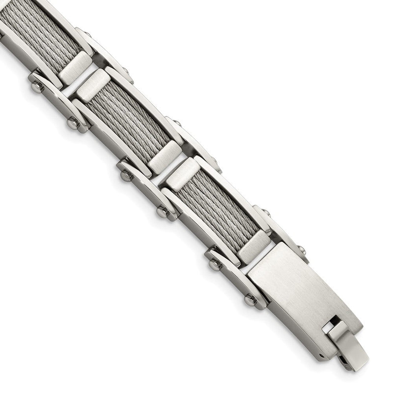 Edelstahl Chisel Gebürstet und Poliert mit Ankerkette Einlage 8.5 Zoll Glieder Armband