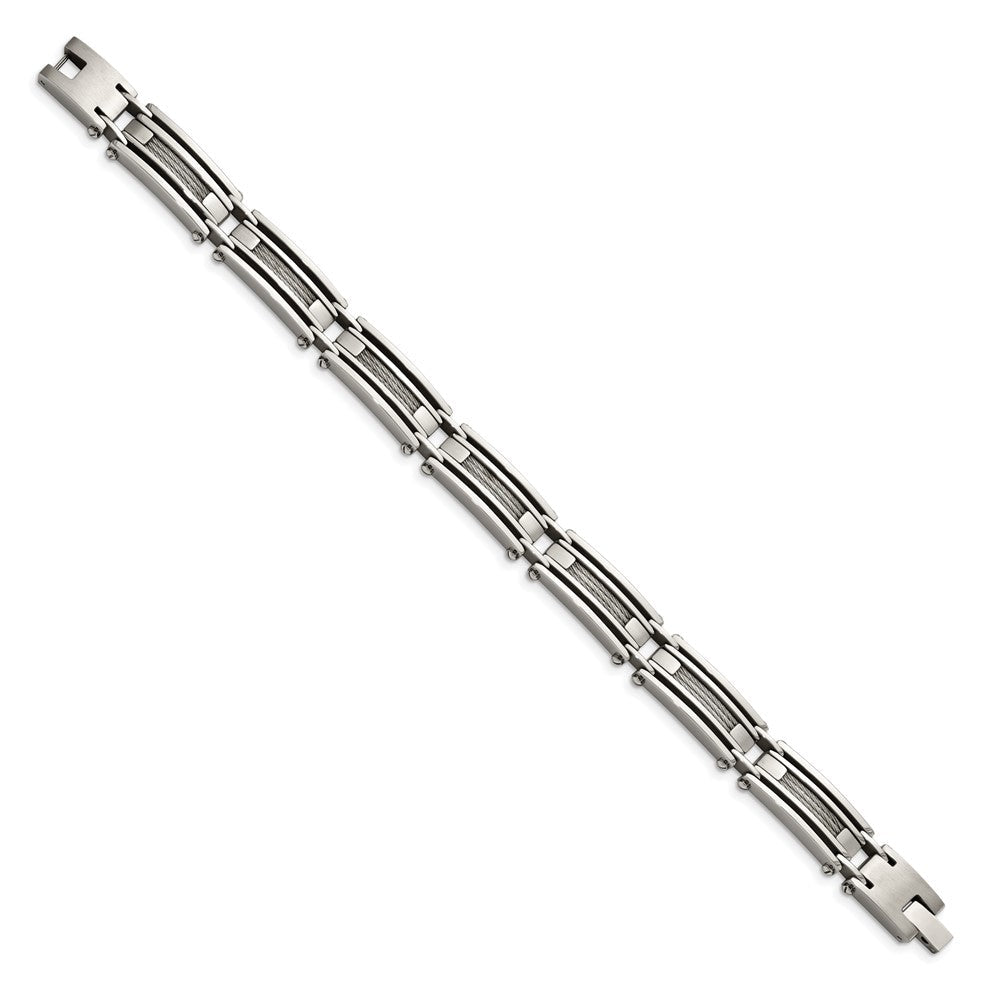 Edelstahl Chisel Gebürstet und Poliert mit Ankerkette Einlage 9 Zoll Glieder Armband