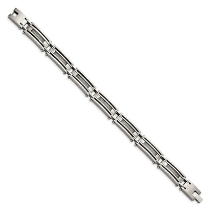 Edelstahl Chisel Gebürstet und Poliert mit Ankerkette Einlage 9 Zoll Glieder Armband