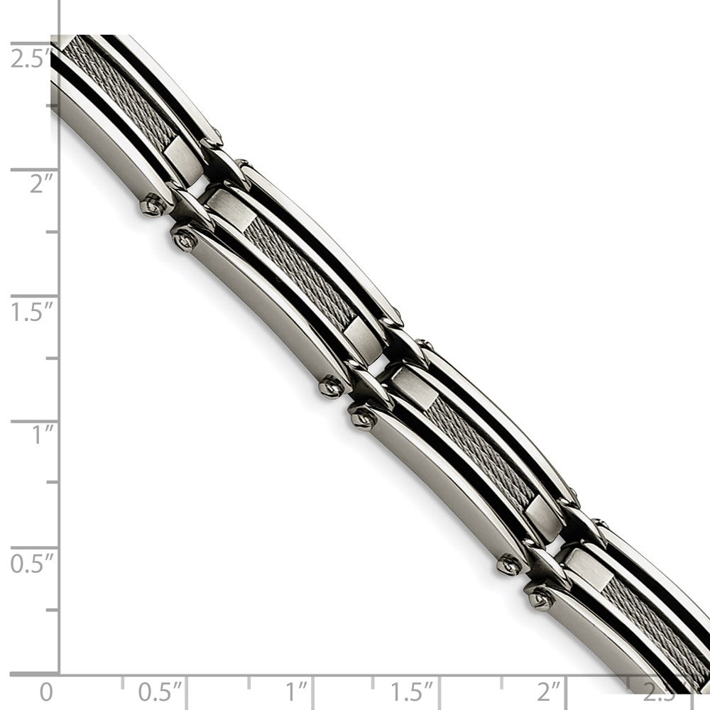 Edelstahl Chisel Gebürstet und Poliert mit Ankerkette Einlage 9 Zoll Glieder Armband