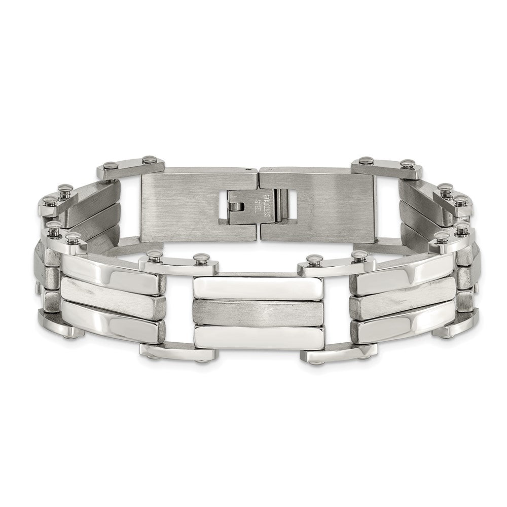Edelstahl Chisel Gebürstet und Poliert 8.5 Zoll Glieder Armband