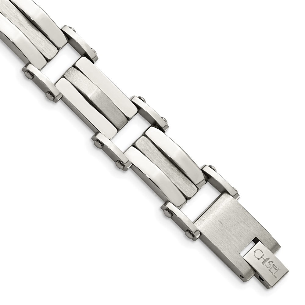 Edelstahl Chisel Gebürstet und Poliert 8.5 Zoll Glieder Armband