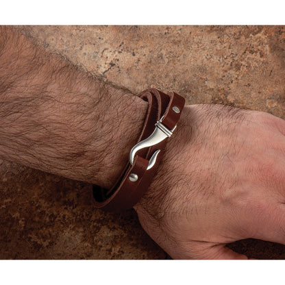 Edelstahl Chisel Poliert Braun Leder 24 Zoll Wickel Armband