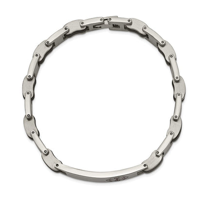 Edelstahl Chisel Poliert mit Rot Emaille und Schwarz Gummi Medizinisch Id 8 Zoll Glieder Armband