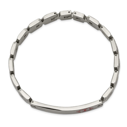 Edelstahl Chisel Gebürstet und Poliert mit Rot Emaille Medizinisch Id 8 Zoll Glieder Armband