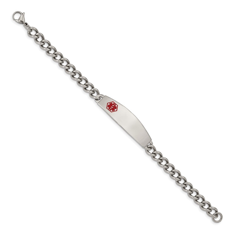 Edelstahl Chisel Poliert mit Rot Emaille Medizinisch Id 8.5 Zoll Panzer Gliederarmband