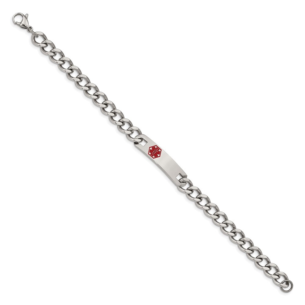 Edelstahl Chisel Poliert mit Rot Emaille Medizinisch Id 9.5 Zoll Panzer Gliederarmband