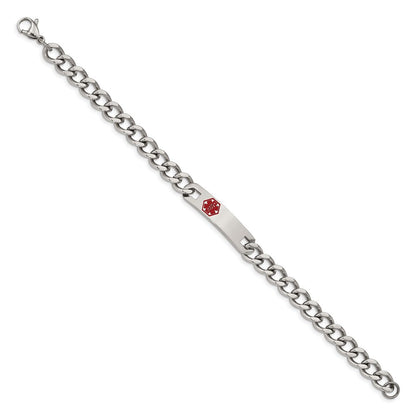 Edelstahl Chisel Poliert mit Rot Emaille Medizinisch Id 9.5 Zoll Panzer Gliederarmband