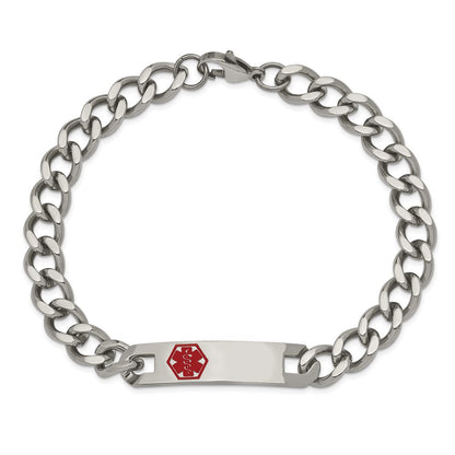 Edelstahl Chisel Poliert mit Rot Emaille Medizinisch Id 9.5 Zoll Panzer Gliederarmband