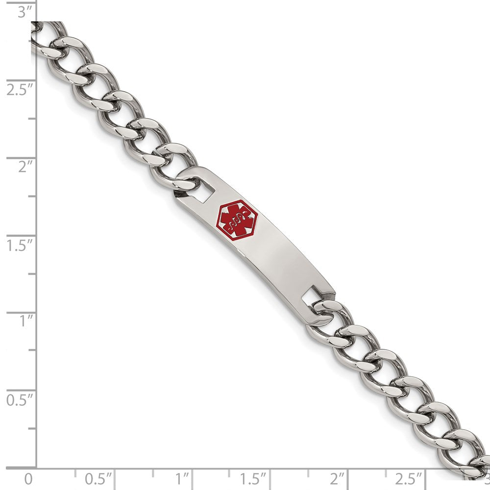 Edelstahl Chisel Poliert mit Rot Emaille Medizinisch Id 9.5 Zoll Panzer Gliederarmband