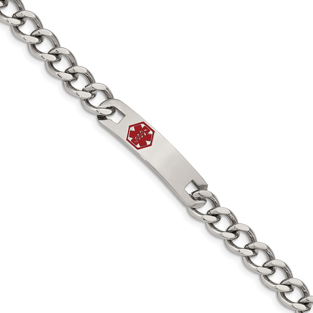 Edelstahl Chisel Poliert mit Rot Emaille Medizinisch Id 9.5 Zoll Panzer Gliederarmband
