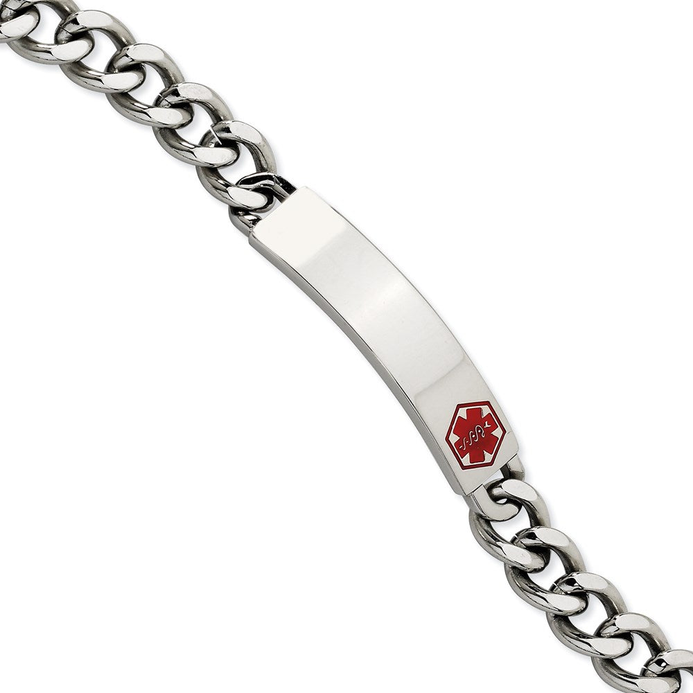 Edelstahl Chisel Poliert mit Rot Emaille Medizinisch Id 9.5 Zoll Panzer Gliederarmband