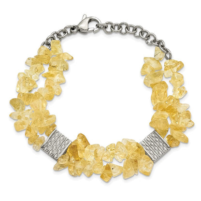 Edelstahl Citrin Chip Station mit 1 Zoll Verlängerung. Armband