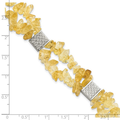 Edelstahl Citrin Chip Station mit 1 Zoll Verlängerung. Armband