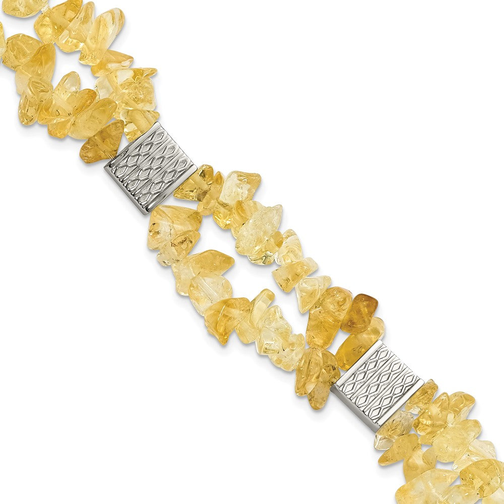 Edelstahl Citrin Chip Station mit 1 Zoll Verlängerung. Armband