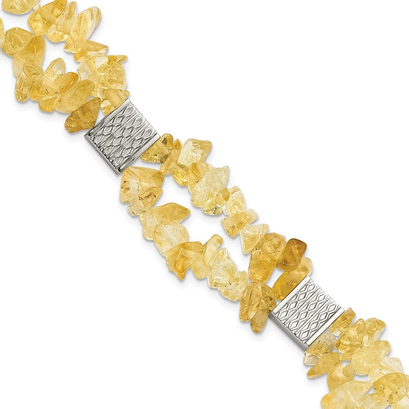 Edelstahl Citrin Chip Station mit 1 Zoll Verlängerung. Armband