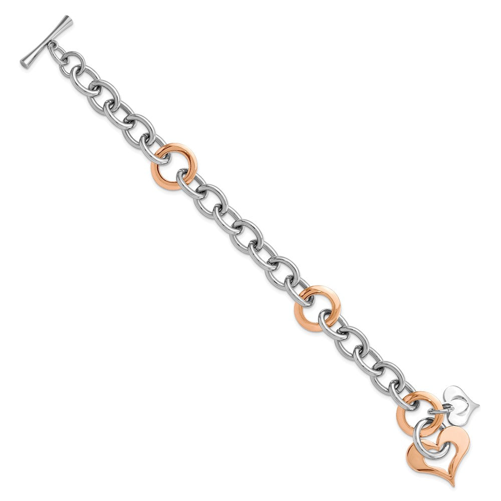 7.5 Zoll Edelstahl Rose Ip-beschichtet Herz Glieder Armband