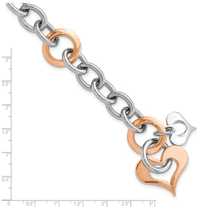 7.5 Zoll Edelstahl Rose Ip-beschichtet Herz Glieder Armband