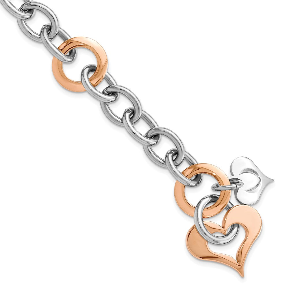 7.5 Zoll Edelstahl Rose Ip-beschichtet Herz Glieder Armband