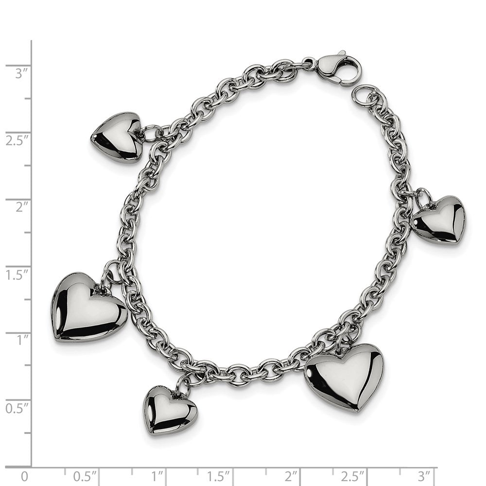 Edelstahl Chisel Poliert Herzen 8 Zoll Armband
