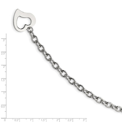 Edelstahl Chisel Poliert Offen Glieder mit Herz 8.5 Zoll Armband