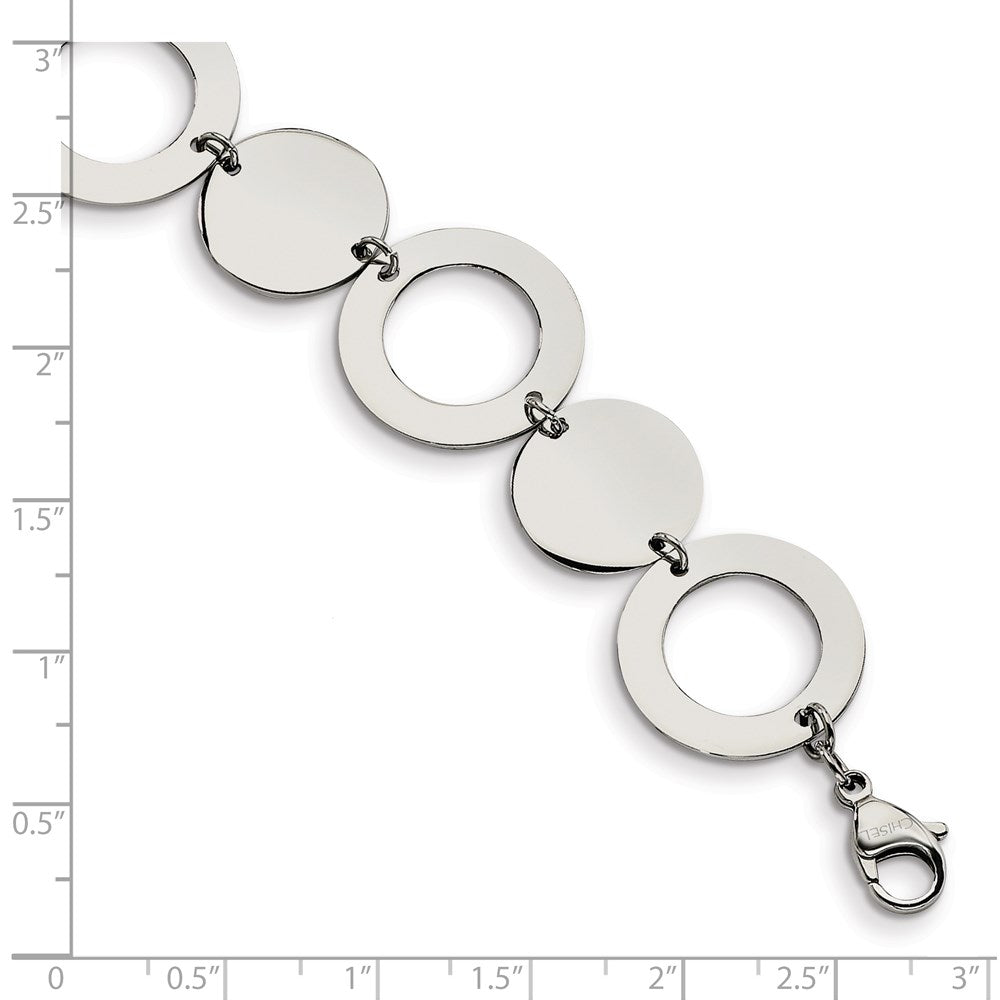 Edelstahl Chisel Poliert 7.5 Zoll Kreis Glieder Armband