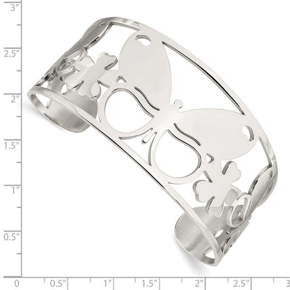 Edelstahl Chisel Poliert Schmetterling Manschette Armreif