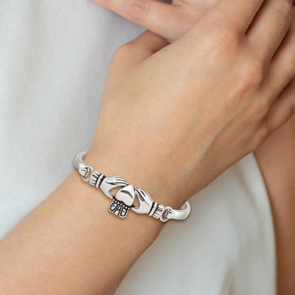Edelstahl Chisel Antikisiert und Poliert Claddagh Armreif