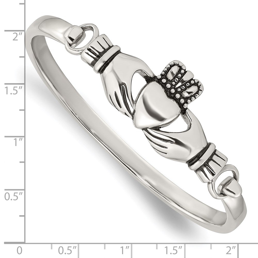 Edelstahl Chisel Antikisiert und Poliert Claddagh Armreif