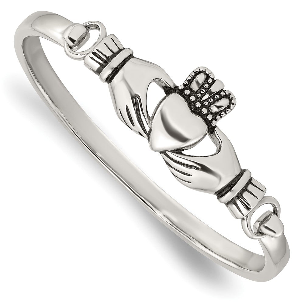 Edelstahl Chisel Antikisiert und Poliert Claddagh Armreif