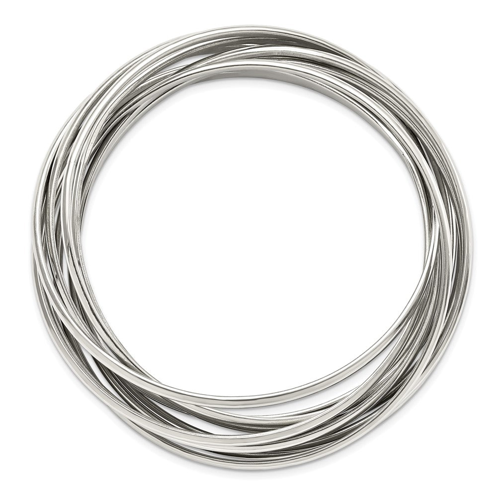 Edelstahl Chisel Poliert 9 Stück Set Of Intertwined Bangles