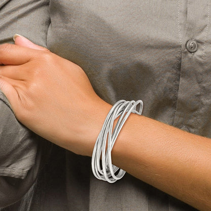 Edelstahl Chisel Poliert 9 Stück Set Of Intertwined Bangles